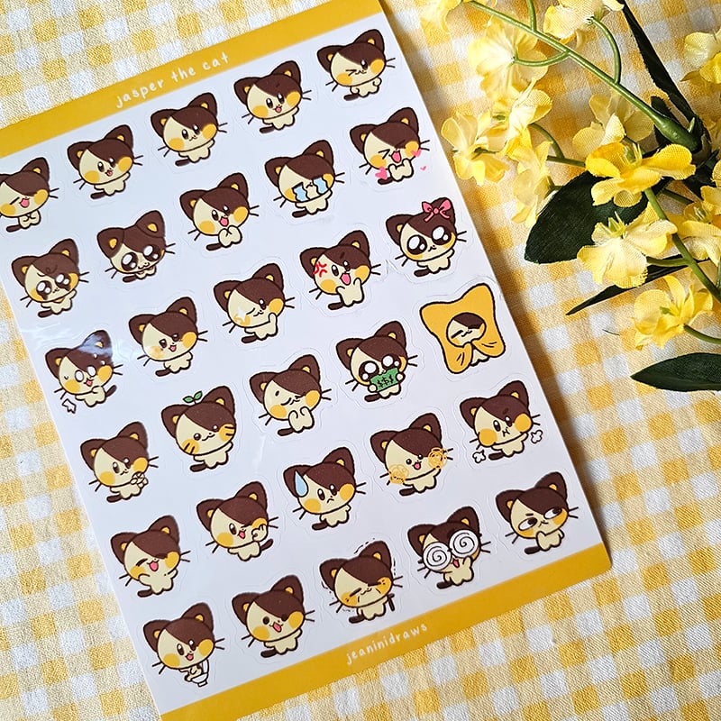 Image of jasper and mocha emotes ✨ waterproof vinyl sticker sheet