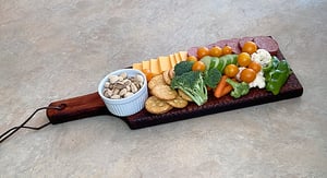 Image of Dark Cherry Wood Charcuterie Board, Wood Cheese or Bread Board, Wooden Serving Board with Handle