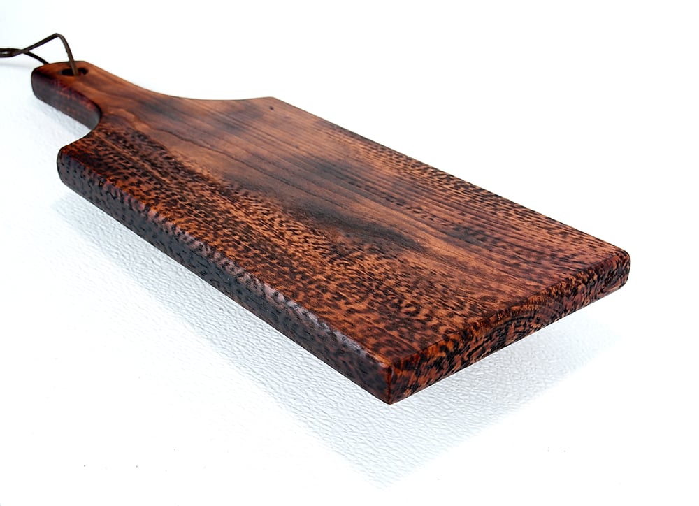 Image of Dark Cherry Wood Charcuterie Board, Wood Cheese or Bread Board, Wooden Serving Board with Handle