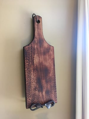 Image of Dark Cherry Wood Charcuterie Board, Wood Cheese or Bread Board, Wooden Serving Board with Handle