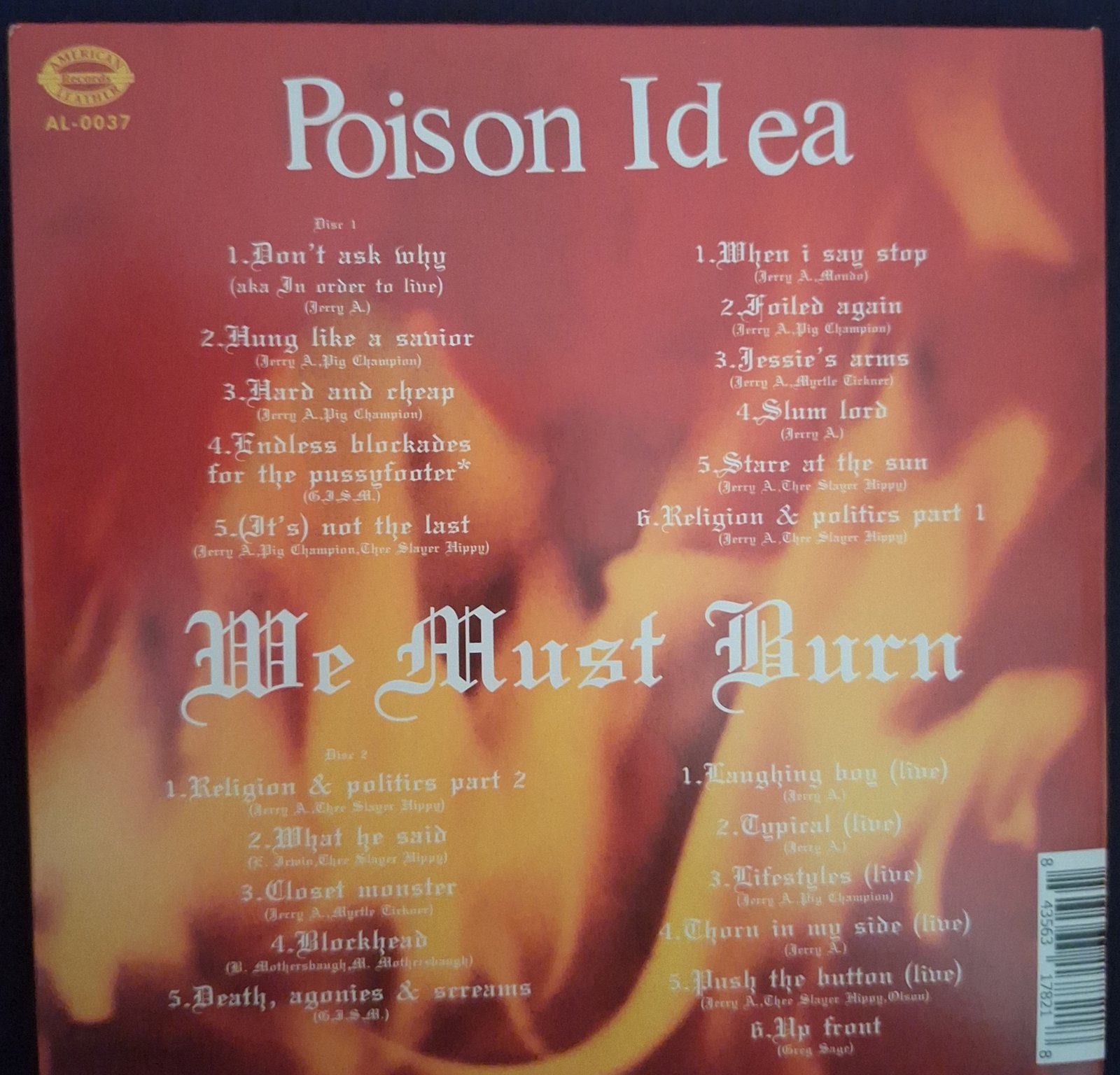POISON IDEA we must burn オリジナルレコード POISON IDEA - 