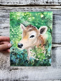 Image 2 of Woodland Baby -Original Watercolor Painting 