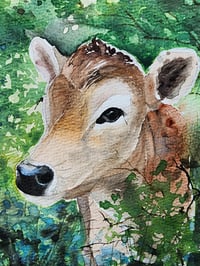 Image 1 of Woodland Baby -Original Watercolor Painting 