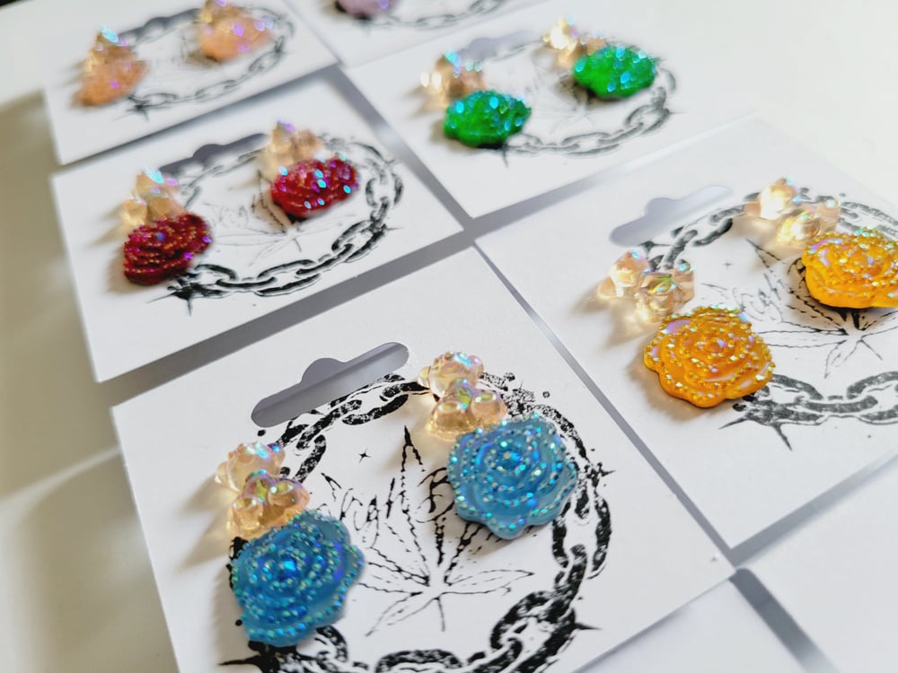 Image of HBC♡ Rosa Rhinestone Stud Earrings 