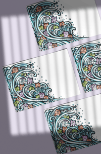 Image 3 of 1000+ Postcards - Save on BULK Postcards - 1/2 "Happy Cat Waves"
