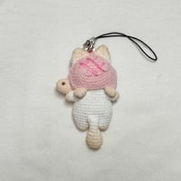 Image 2 of Loafy Cat in Pink Turtle Melon Pan Hat Keychain