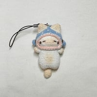 Image 1 of Loafy Cat in Whale Shark Hat Keychain