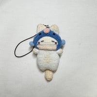 Image 1 of Loafy Cat in Blue Pufferfish Hat Keychain