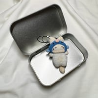 Image 3 of Loafy Cat in Blue Pufferfish Hat Keychain