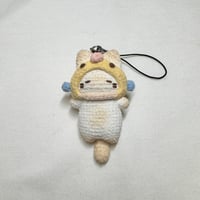 Image 1 of Loafy Cat in Yellow Pufferfish Hat Keychain