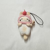 Image 1 of Loafy Cat in Pink Turtle Melon Pan Hat Keychain