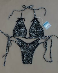 Image 2 of ♲ Black Lace Bows & Leopard Bikini Set - XL Top / M Bottom