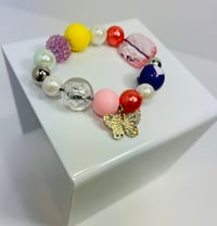 Image 2 of Rhinestone Butterfly Charm Elastic Bracelet 