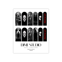 Image 2 of MONOCHROME JASON VOORHES HALLOWEEN NAIL DECALS 