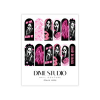Image 2 of PINK GHOST FACE HALLOWEEN NAIL DECALS 