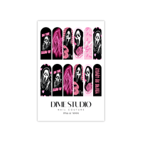 Image 3 of PINK GHOST FACE HALLOWEEN NAIL DECALS 