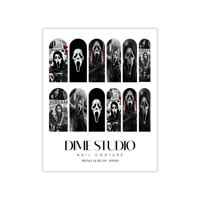 Image 2 of MONOCHROME GHOST FACE NAIL DECALS