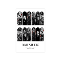 Image 4 of MONOCHROME GHOST FACE NAIL DECALS