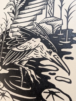 Lino print “SKADAR LAKE”