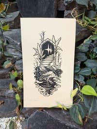 Image 2 of Lino print “SKADAR LAKE”