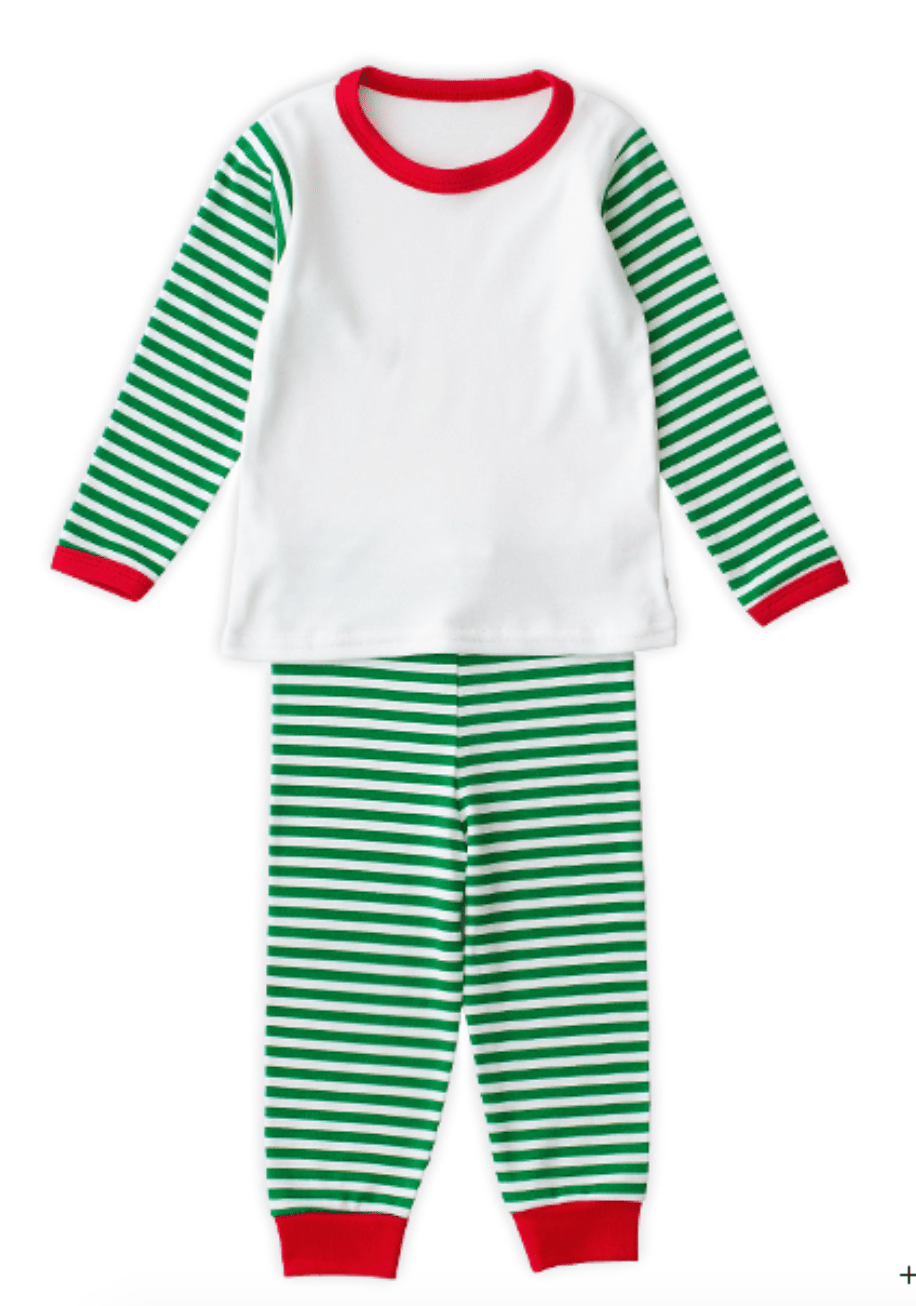 Image of A Mousey Little Christmas - Green Striped Pj's