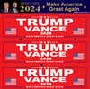 TRUMP • VANCE Bumper Stickers Red With or Without Pictures