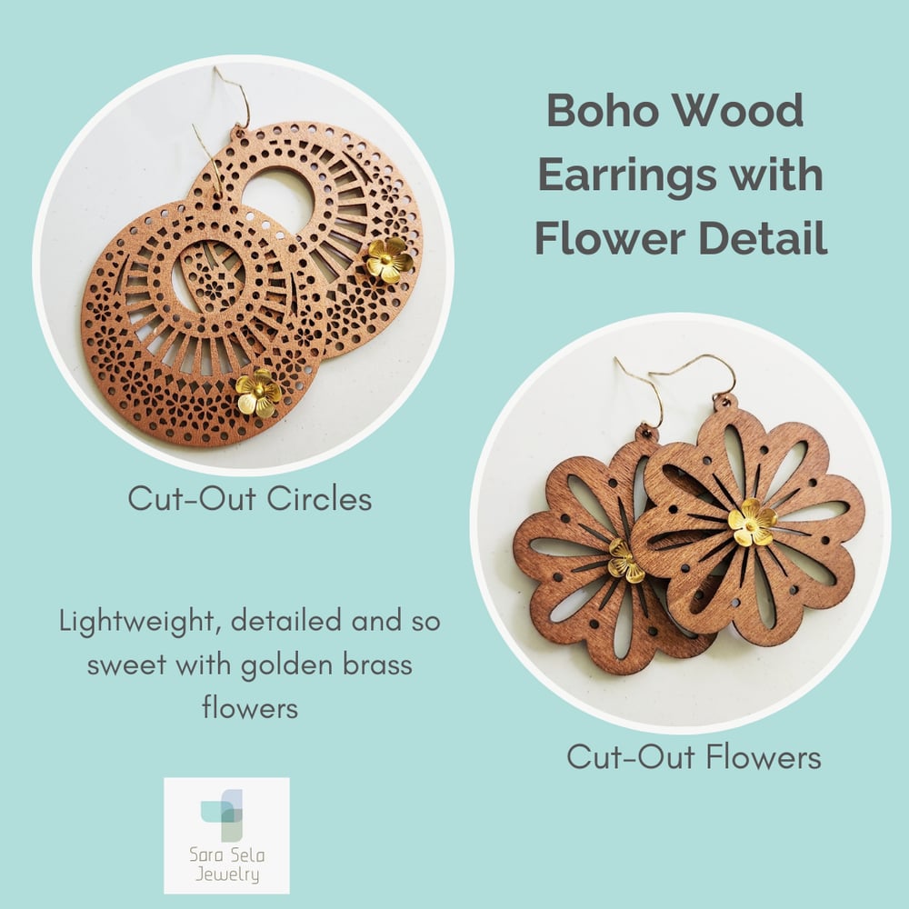 Image of Detailed Wood Earrings