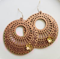 Image 3 of Detailed Wood Earrings