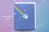 Image 1 of Rainbow Space Bun (Holographic) - Greeting Card