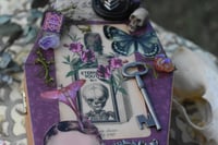 Image 4 of Wooden Coffin Mixed Media Stash Box / Trinket Box - "Eternal Youth Elixir"