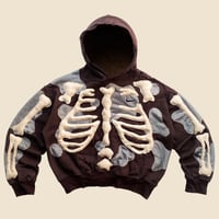 Image 1 of REWORKED NIKE FLOW 3D PUFF BONES BROWN HOODIE SIZE L/XL