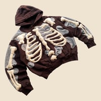 Image 2 of REWORKED NIKE FLOW 3D PUFF BONES BROWN HOODIE SIZE L/XL