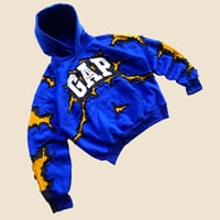 Image 2 of REWORKED GAP CRACKY BLUE HOODIE SIZE L/XL