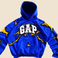 Image 4 of REWORKED GAP CRACKY BLUE HOODIE SIZE L/XL