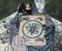 Image 4 of Wooden Coffin Mixed Media Stash Box / Trinket Box - "The World" Tarot Card