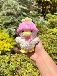 NEW Handmade Baby Duckling Crochet Plushie | Includes Strawberry Hat