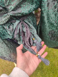 Image 10 of Kimono and cami top Set-dark green and black grey