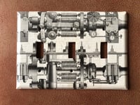 Collaged Switch PlateTriple  Gang Industrial Steam Punk 