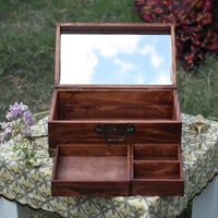 Image 6 of Wooden Coffin Mixed Media Jewelry/ Trinket Box w/ Mirror & Removable Compartments "Queen of Elixirs"
