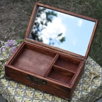 Image 7 of Wooden Coffin Mixed Media Jewelry/ Trinket Box w/ Mirror & Removable Compartments "Queen of Elixirs"