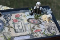 Image 4 of Wooden Coffin Mixed Media Jewelry/ Trinket Box w/ Mirror & Removable Compartments "Queen of Elixirs"