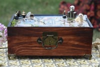 Image 8 of Wooden Coffin Mixed Media Jewelry/ Trinket Box w/ Mirror & Removable Compartments "Queen of Elixirs"