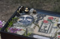 Image 5 of Wooden Coffin Mixed Media Jewelry/ Trinket Box w/ Mirror & Removable Compartments "Queen of Elixirs"