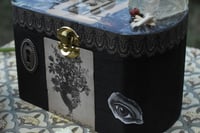 Image 6 of Black Wooden Coffin Mixed Media Stash Box / Trinket Box - Veiled Skeleton and Queen of Elixers Tarot