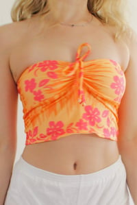 Image 1 of ♲ Tropic Ruched Tube Top - XS