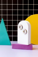 Donut Memphis pequeños fucsia/blanco