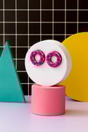 Donut Memphis grande fucsia/blanco