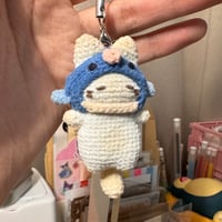 Image 4 of Loafy Cat in Blue Pufferfish Hat Keychain