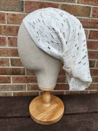 Image 3 of White Cotton Lace Hair Covering 