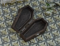 Image 5 of Wooden Coffin Vertebrea Bone Mixed Media Stash Box / Trinket Box